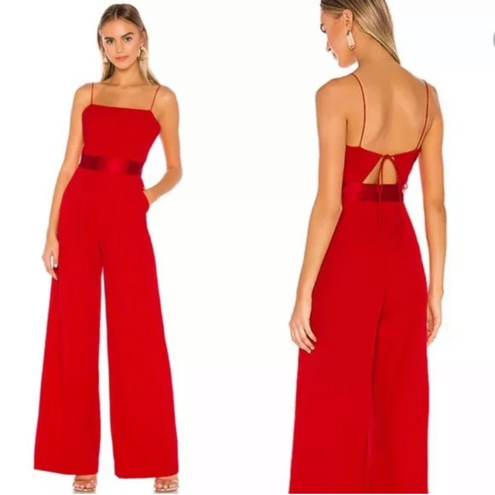 NWT Milly Red Reina Tie Back Wide Leg Jumpsuit
